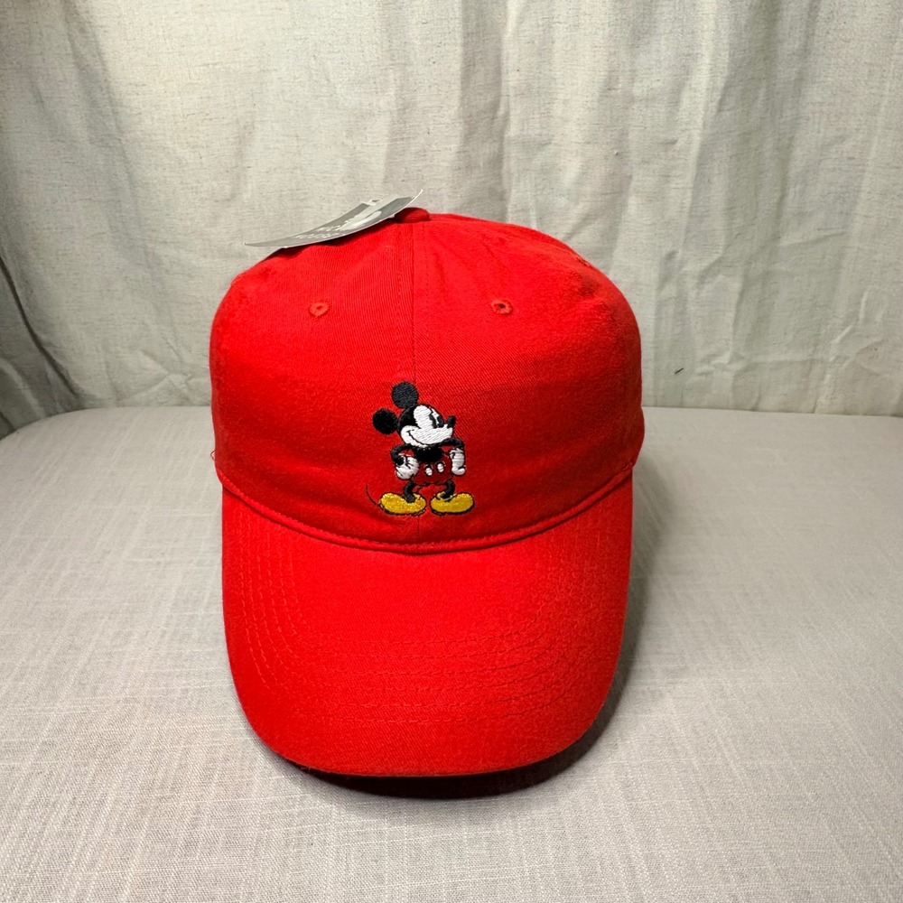 Disney Mickey Mouse Red Baseball Cap Hat Embroidered Adjustable New With Tags